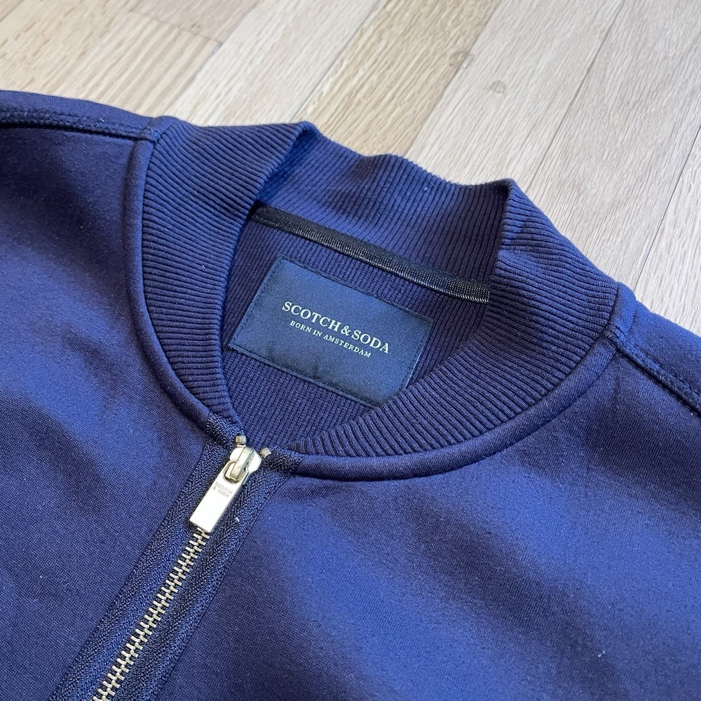 Scotch & Soda Men's Large Bomber Jacket Full Zip Ribbed Trim Classic Style